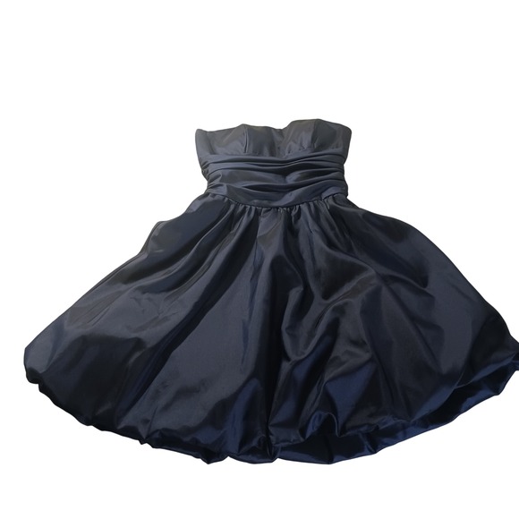 David's Bridal Taffeta Strapless Bubble Hem Dress 2 Satin Ruched Party Mini - Picture 1 of 8